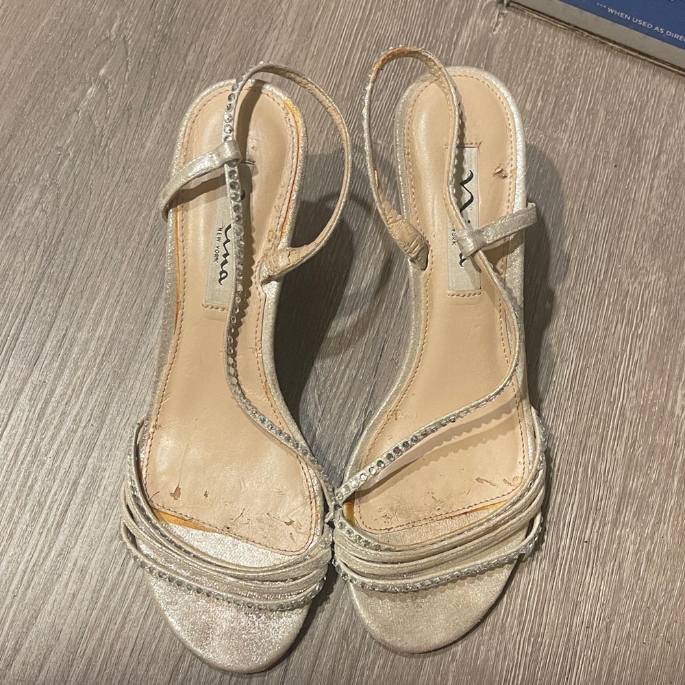 Shimmering Silver Strappy Heels